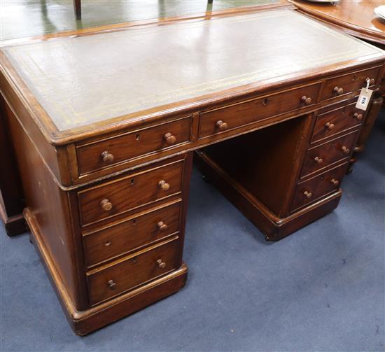 A Victorian mahogany pedestal desk W.115cm